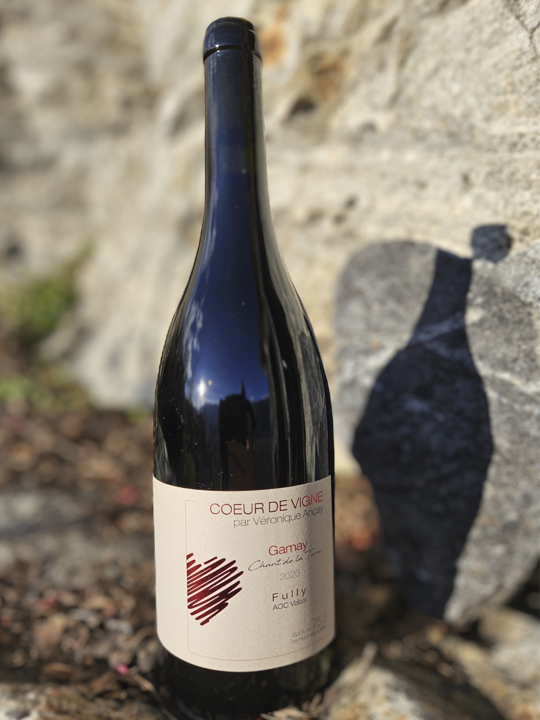 Bouteille de vin rouge Gamay 2023 coeur de vigne Fully