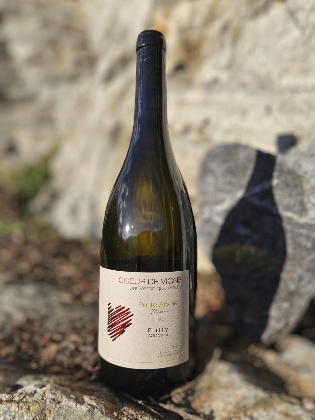 Bouteille de vin blanc petite arvine 2023 coeur de vigne fully